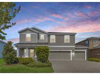 Charming two-story home with well-manicured landscaping and a three-car garage at 16462 Courtyard Loop, Land O Lakes, FL 34638