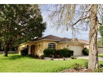One-story home with attached garage and landscaped yard at 11445 Bathgate Ct, New Port Richey, FL 34654