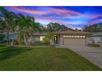 Charming single-story home featuring lush landscaping, a two-car garage, and a well-manicured front lawn at 2342 Hazelwood Ln, Clearwater, FL 33763