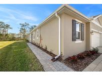 Home exterior showcasing a walkway and landscaping at 6092 Timberdale Ave, Wesley Chapel, FL 33545