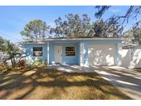 Newly renovated light blue house with a white door and two-car garage at 615 W Virginia Ave, Tampa, FL 33603