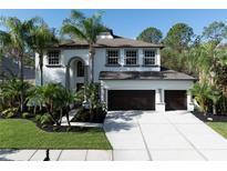 Two-story house with a large driveway and lush landscaping at 3405 3405 Loggerhead Way Way, Wesley Chapel, FL 33544