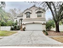Two-story house with attached garage and landscaped yard at 3619 Springville Dr, Valrico, FL 33596