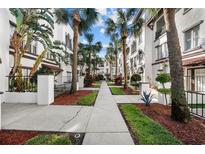 Inviting community courtyard with lush landscaping and walkways at 613 Casabella Cir, Tampa, FL 33609