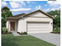One-story house with attached garage, light colored exterior and landscaping at 35413 Eastbrook Ave, Zephyrhills, FL 33541