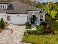 Attractive house exterior featuring a two-car garage and manicured landscaping at 4155 Barletta Ct, Wesley Chapel, FL 33543