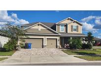 Two-story house with double garage and landscaped front yard at 901 Better Days Pl, Valrico, FL 33594