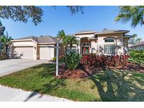 Beautiful two-story home with three-car garage and manicured landscaping at 10325 Millport Dr, Tampa, FL 33626