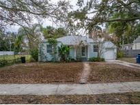 Light blue house with a gray roof, walkway, and driveway at 2932 W Alline Ave, Tampa, FL 33611
