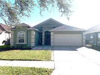 One-story house with a two-car garage and a well-maintained lawn at 8408 Canterbury Lake Blvd, Tampa, FL 33619
