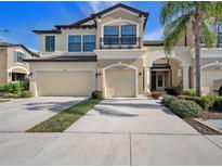 Two-story townhome with two-car garage and front landscaping at 9236 Fox Sparrow Rd, Tampa, FL 33626