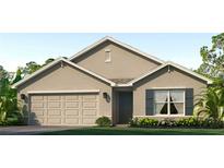 Two-story house with neutral siding, two-car garage, and landscaping at 18207 Canopy Pl, Lakewood Ranch, FL 34211