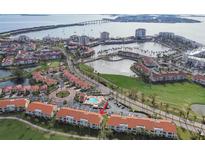 Aerial view showing condo location near water and golf course at 6181 Bahia Del Mar Blvd # 209, St Petersburg, FL 33715