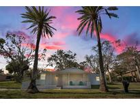 Charming bungalow with a white exterior, covered porch, and two palm trees at 402 Pineapple St, Tarpon Springs, FL 34689