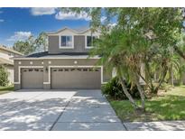 Two-story house with a two-car garage and manicured lawn at 10780 Plantation Bay Dr, Tampa, FL 33647