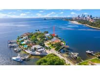 Aerial view of waterfront home with private dock and boat access at 2 Brightwaters Ne Cir, St Petersburg, FL 33704