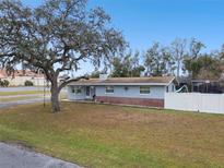 Ranch-style home with a large oak tree and fenced backyard at 6040 Antrim St, New Port Richey, FL 34653