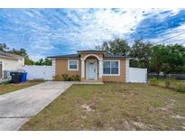 Tan house with white trim and a small front yard at 3811 Carroway St, Tampa, FL 33619