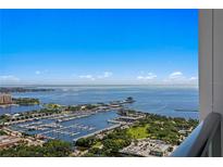 Stunning aerial view showcasing waterfront & city skyline at 301 1St S St # 3204, St Petersburg, FL 33701