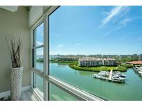 Stunning water view from large windows, showcasing boats and waterfront community at 7600 Sun Island S Dr # 804, South Pasadena, FL 33707