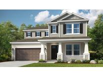 Two-story home with gray siding, brown garage door, and landscaping at 1912 Longliner Loop, Wesley Chapel, FL 33543