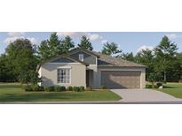 One-story house with gray siding, brown roof, and two-car garage at 3645 Forest Path Dr, Plant City, FL 33565