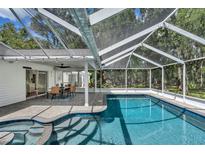 Inviting pool area with a screened enclosure and patio at 11624 Monette Rd, Riverview, FL 33569