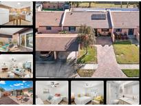 Aerial view of charming villa, showcasing its layout, landscaping, and carport at 7262 55Th N Ave, St Petersburg, FL 33709