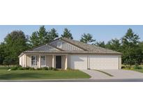 Attractive one-story house with a two-car garage and well-manicured lawn at 15233 Rainbow Quartz St, Wimauma, FL 33598