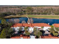 Aerial view of townhouses with lake and golf course views at 10308 Saville Rowe Ln, Tampa, FL 33626