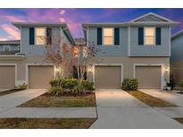 Two-story townhouses with neutral siding, attached garages, and landscaping at 2943 Rambler Ivy Loop, Brandon, FL 33510