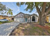 One-story house with a two-car garage and mature tree in front at 305 Crayford Pl, Valrico, FL 33594