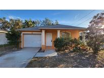 Orange house with white garage door and landscaping at 3101 E 23Rd Ave, Tampa, FL 33605