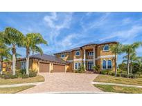 Beautiful two-story house with three-car garage and palm trees at 288 Mobbly Bay Dr, Oldsmar, FL 34677