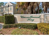 Carrollwood Key community entrance with lush landscaping and signage at 11336 Cayman Key Ave, Tampa, FL 33624