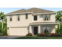 Two-story home with a two-car garage, neutral stucco, shutters, and minimal landscaping at 10866 Gentle Current Way, Parrish, FL 34219