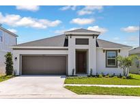 Charming single-story home featuring a two-car garage, well-maintained lawn, and welcoming front entrance at 12150 Cattleside Dr, Riverview, FL 33579