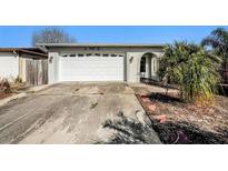 Charming single-story home with a well-manicured lawn and an attached two-car garage at 8341 Moulton Dr, Port Richey, FL 34668