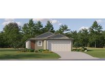 Charming single-story home with a two-car garage, well-maintained lawn, and mature landscaping at 9468 Runaway Breeze Dr, Land O Lakes, FL 34637