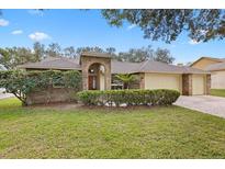Charming single-story home featuring a well-manicured lawn and brick accents at 3917 Appletree Dr, Valrico, FL 33594