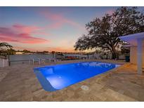Backyard oasis featuring a sparkling pool with waterfront views and lounge chairs at 3961 12Th Ne St, St Petersburg, FL 33703