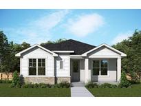 Charming single-story home with stone accents and a well-manicured lawn at 28784 Rambutan Dr, Wesley Chapel, FL 33543
