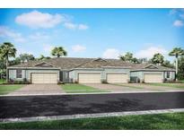 Charming townhomes feature attached garages, neutral colors, and well manicured landscaping at 12419 Hearts Ease St, Venice, FL 34293