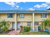 Charming two-story townhome with a well-maintained lawn and tropical landscaping at 22620 Gage Loop # 27, Land O Lakes, FL 34639