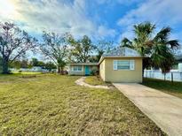 Charming home featuring a well-maintained lawn, stone walkway, and a bright blue front door at 3902 W Iowa Ave, Tampa, FL 33616