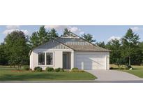 Charming single-story home with white siding, a gray roof, and an attached two-car garage at 7516 E 116Th St, Palmetto, FL 34221