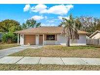 One-story house with attached garage, palm tree, and well-maintained lawn at 5461 Colchester Ave, Spring Hill, FL 34608