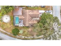 Aerial view showing home with pool and large backyard at 12529 Shadow Ridge Blvd, Hudson, FL 34669