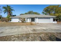 Single-story home with a two-car garage and landscaped yard at 5371 Joyner Ave, Spring Hill, FL 34608