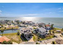Stunning aerial view of waterfront home showcasing canal access and beautiful ocean views at 3073 Gulf Winds Cir, Hernando Beach, FL 34607